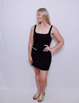 Contrast Stitch Detail Mini Dress