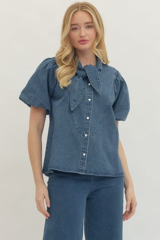 Denim Bow Darling Top