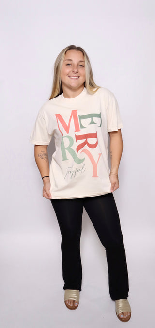 Merry + Joyful Christmas Graphic Tee