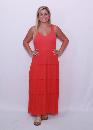 Pleated tiered layer midi dress