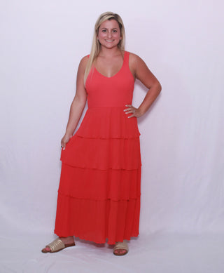 Pleated tiered layer midi dress