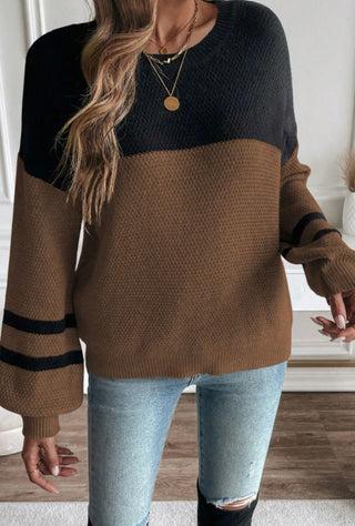 PRE ORDER - Mocha Moment Colorblock Sweater