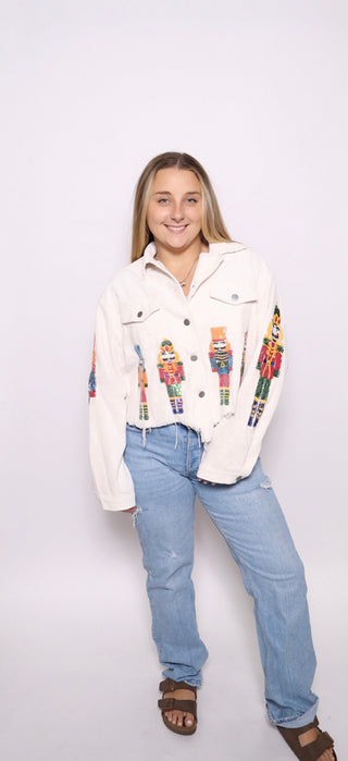 NUTCRACKERS EMBROIDERY CHRISTMAS CORDUROY JACKET