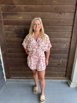 Printed Button Down Romper