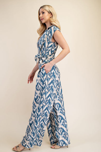 V-Neck Knotted Jumpsuit