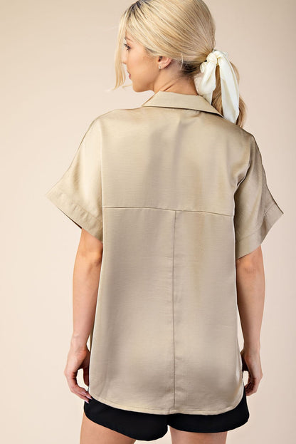 V-Neck Collar Cuffs Sleeve Top