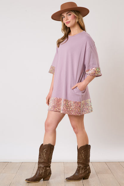 Sequins Band Tee Dress
