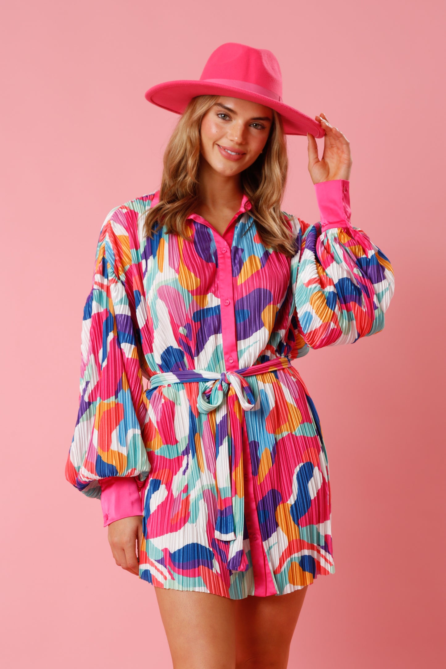 Brushstroke Print Mini Dress