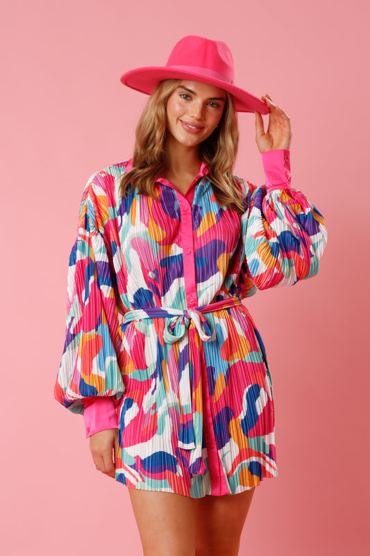 Brushstroke Print Mini Dress