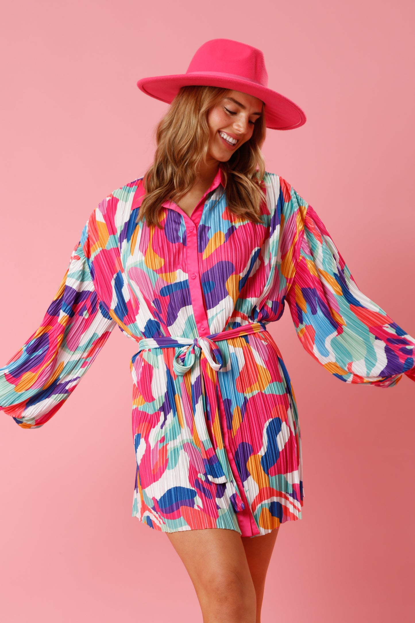 Brushstroke Print Mini Dress