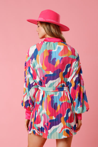 Brushstroke Print Mini Dress