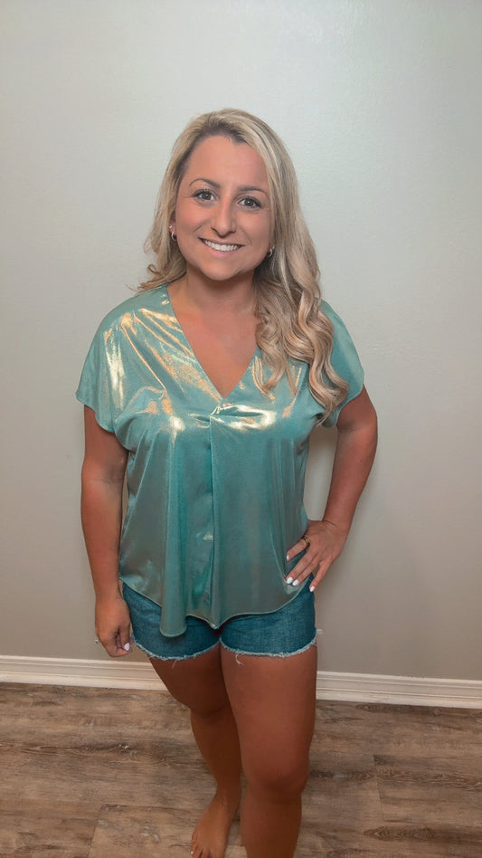 Lightly Loved Metallic Blue Top