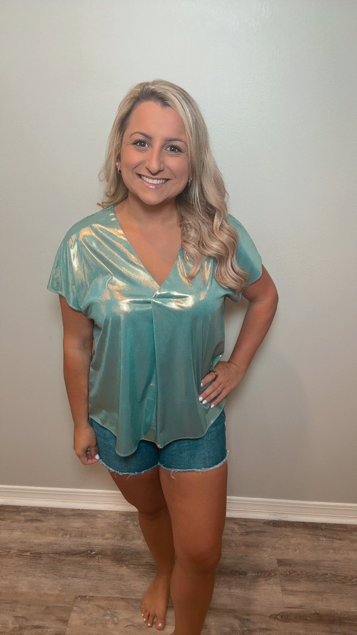 Lightly Loved Metallic Blue Top