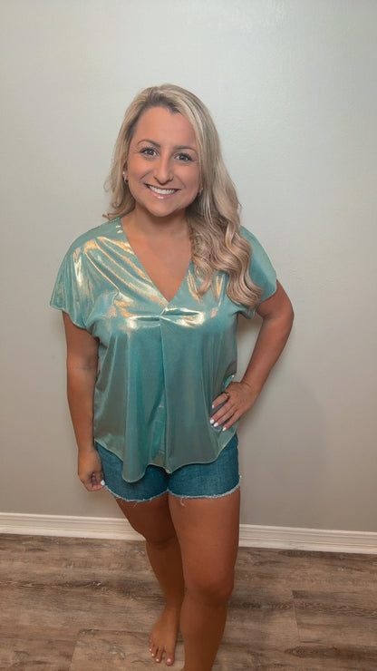 Lightly Loved Metallic Blue Top