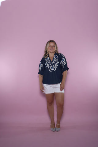 THML Indigo Embroidery Top