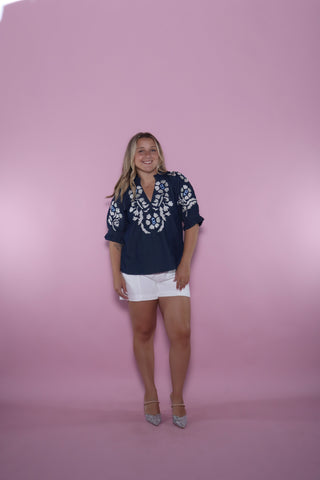 THML Indigo Embroidery Top