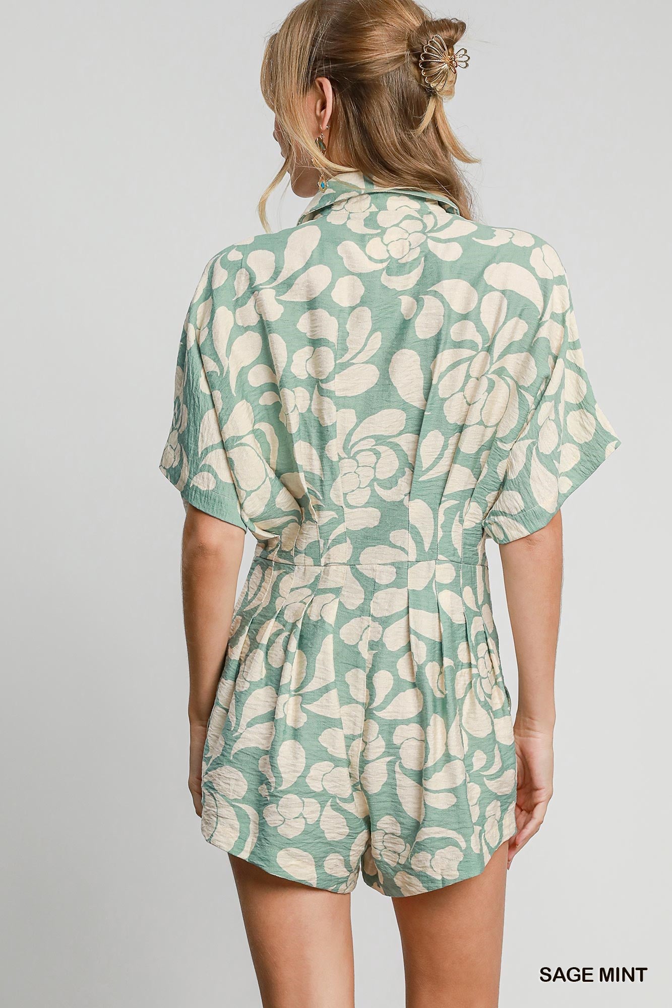 Printed Button Down Romper