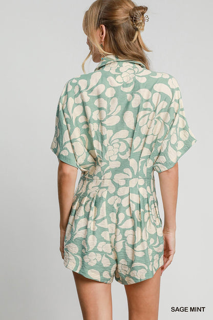 Printed Button Down Romper