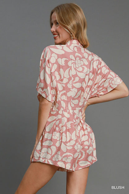 Printed Button Down Romper