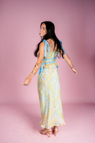 Floral tie top and midi skirt set