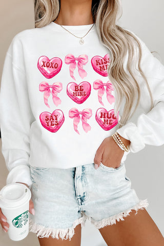 Valentine Candy Heart & Bow Sweatshirt