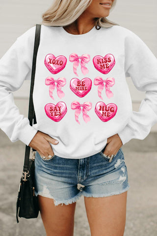 Valentine Candy Heart & Bow Sweatshirt