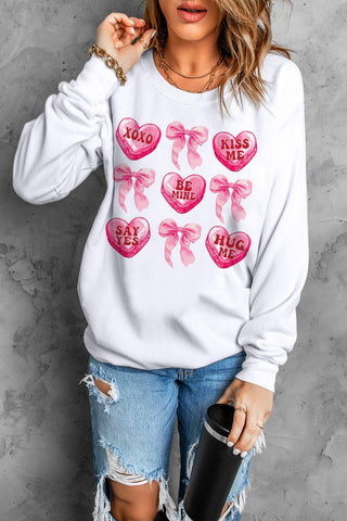 Valentine Candy Heart & Bow Sweatshirt