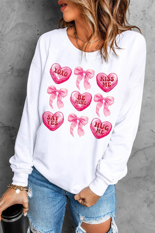 Valentine Candy Heart & Bow Sweatshirt