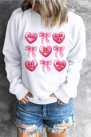 Valentine Candy Heart & Bow Sweatshirt