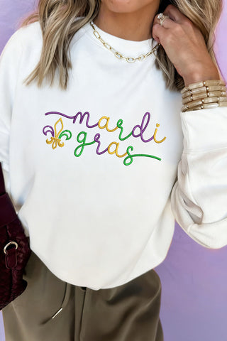 Fleur De Lis Embroidered Graphic Pullover