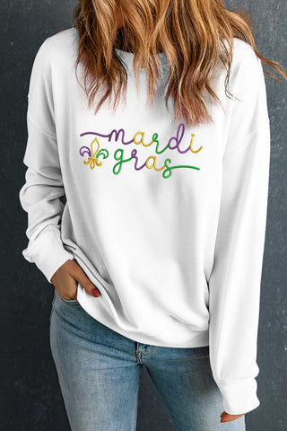 Fleur De Lis Embroidered Graphic Pullover
