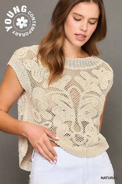 Boho Chic Crochet Knit Top