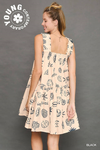 Abstract Print Tiered Dress