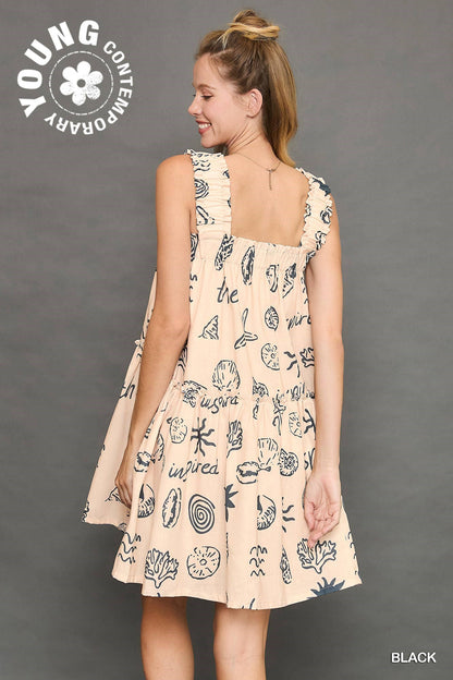 Abstract Print Tiered Dress