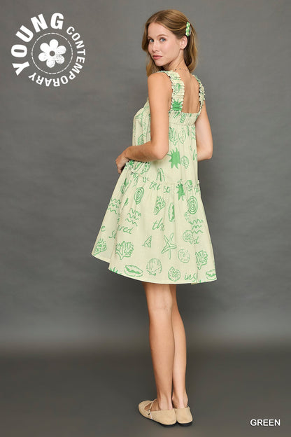Abstract Print Tiered Dress
