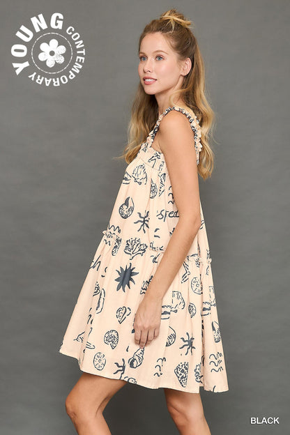 Abstract Print Tiered Dress