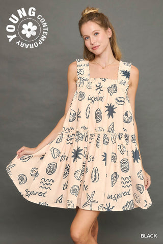 Abstract Print Tiered Dress
