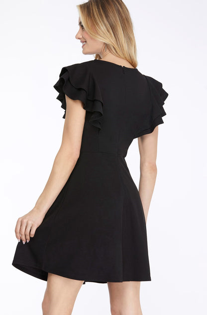 FLUTTER SLEEVE HEAVY KNIT DRESS