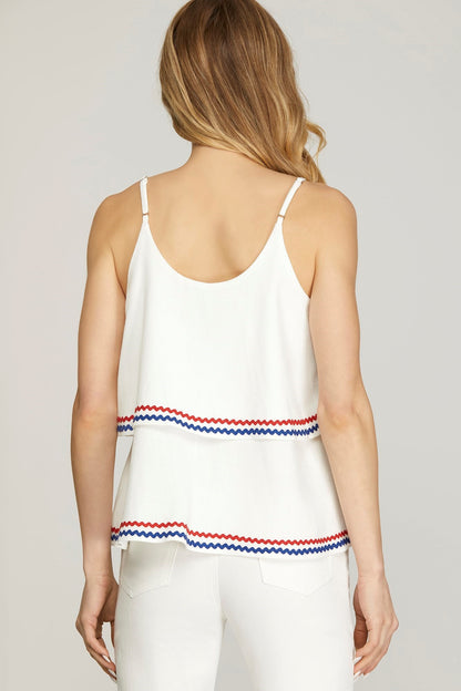 DOUBLE LAYERED WOVEN LINEN CAMI TOP