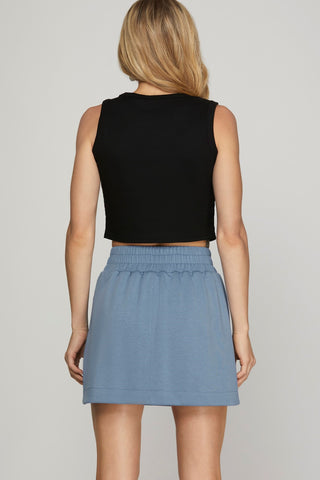 HIGH WAIST A LINE CASUAL SKORT SKIRT WITH POCKET