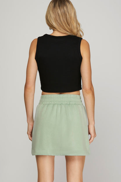 HIGH WAIST A LINE CASUAL SKORT SKIRT WITH POCKET