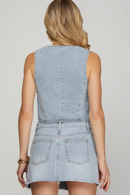 WASHED DENIM VEST