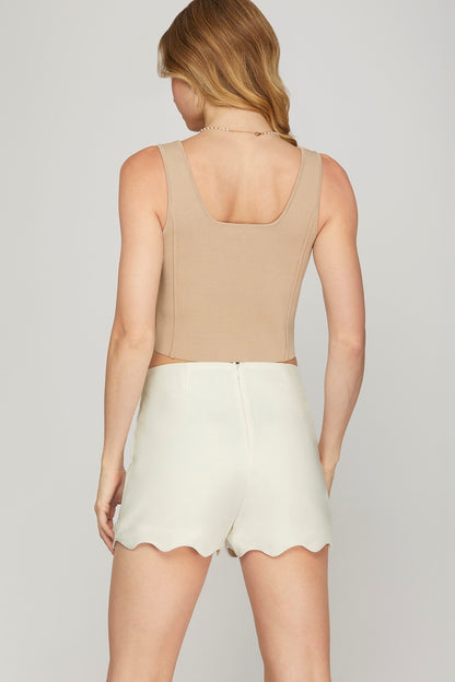 SCALLOP HEM SHORTS