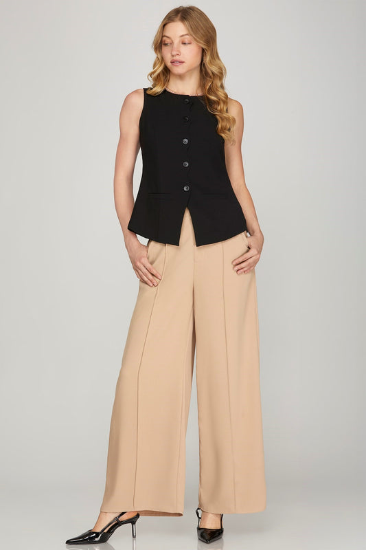 SCALLOP BUTTON DOWN LONG VEST