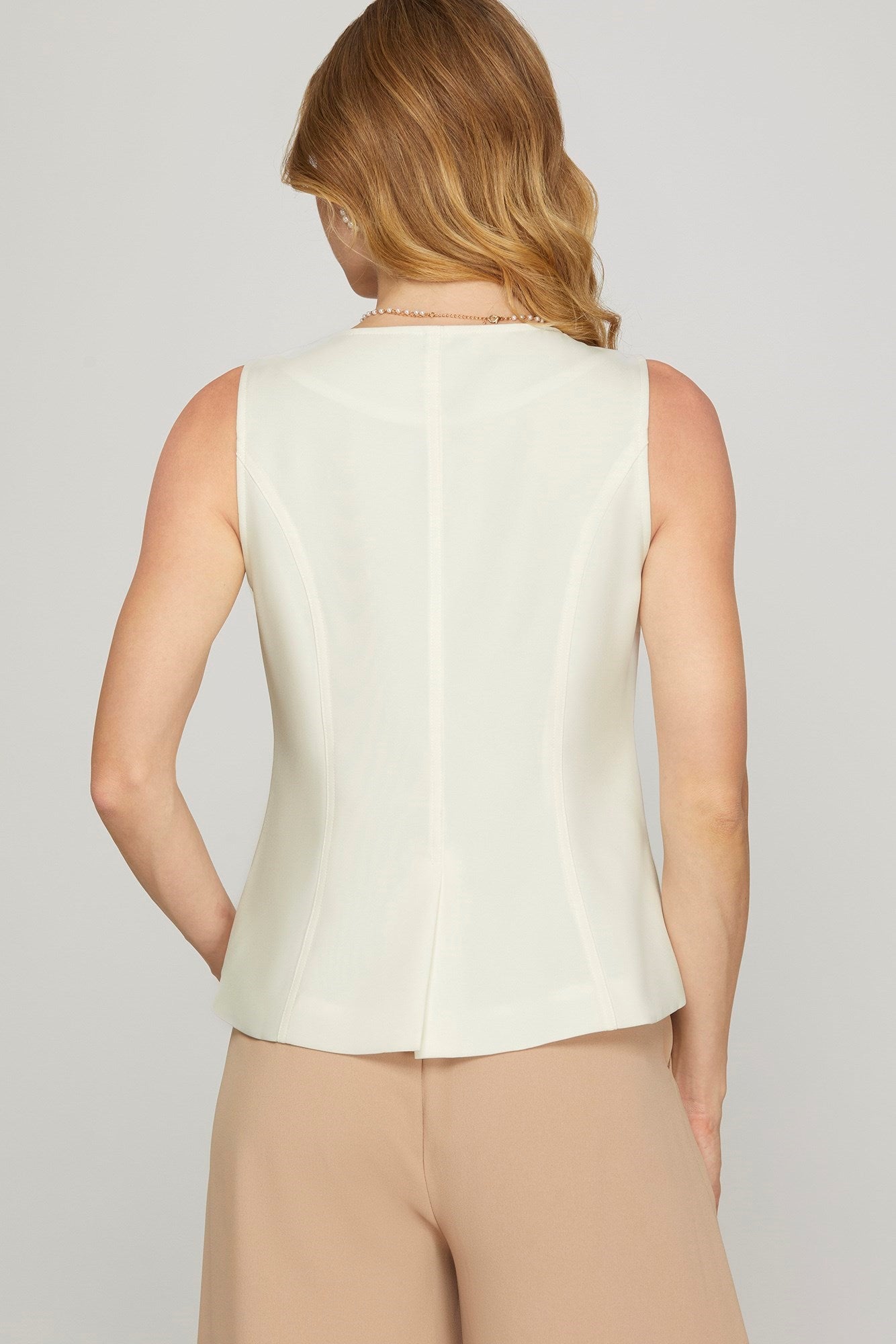 SCALLOP BUTTON DOWN LONG VEST