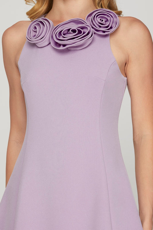 Sleeveless Rosette Accent Dress