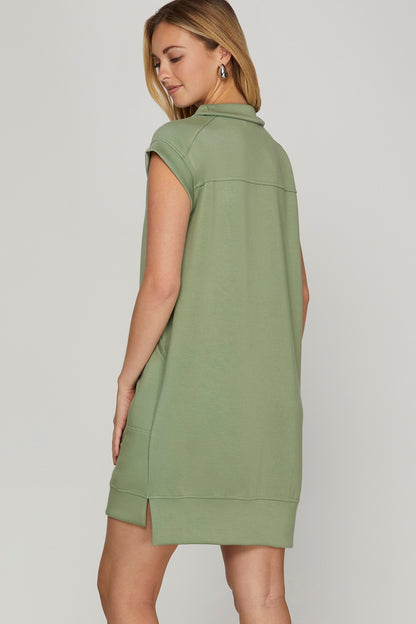 Half Zip Dress with Pockets