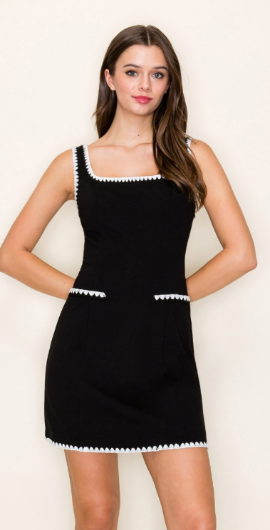 Contrast Stitch Detail Mini Dress