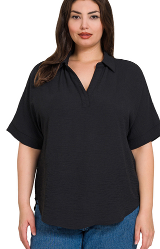 Zenana Relaxed Edge Plus Size Top