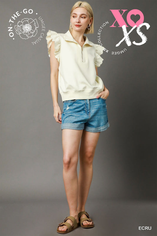 Ruffle Breeze Half Zip Top